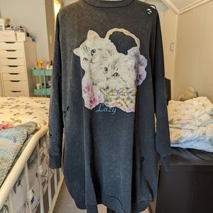 NWT Lazy Oaf Basket O' Cats Sweatshirt Dress OS